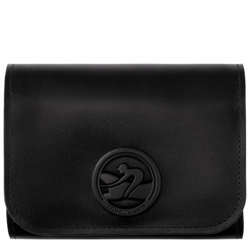 Black Longchamp Le Foulonne Compact Women's Wallets